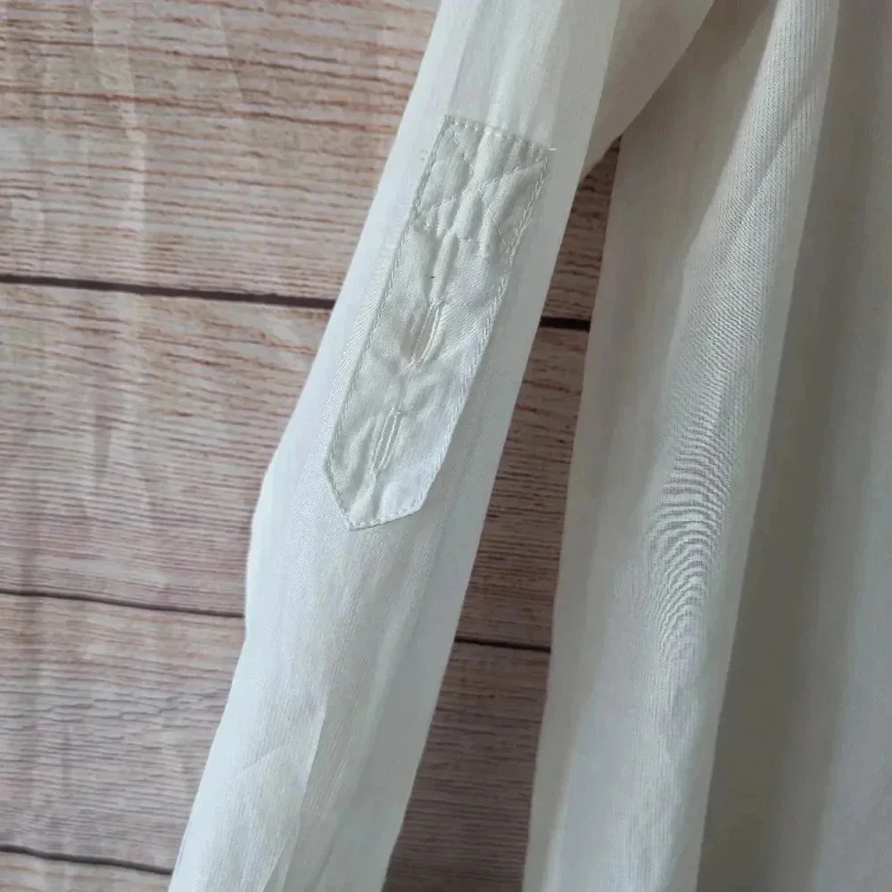 Marc by Marc Jacobs Parchment Shirt Pearl Button Cream Color Roll Tab Sleeve - Picture 5 of 14